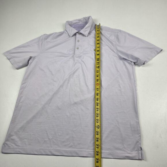 Masters Tech Polo Shirt Mens Large Purple White Stripe Golf Performance Stretch - Picture 4 of 9